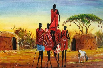 踊るマサイ族アフリカ人 Oil Paintings